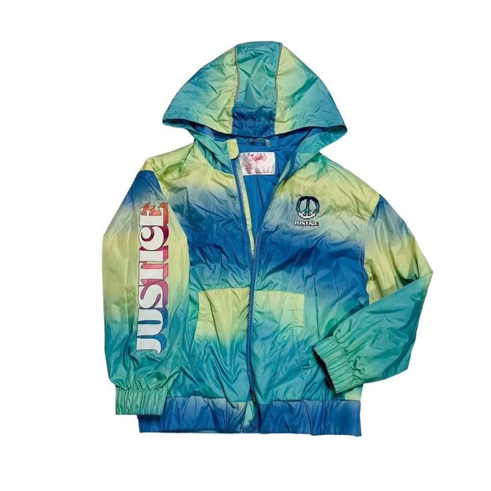 Justice girls 12-14Y ombré blue green soft‎ shell jacket